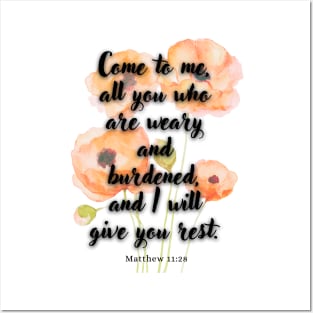 Matthew 11:28, Famous Bible Verse. Posters and Art